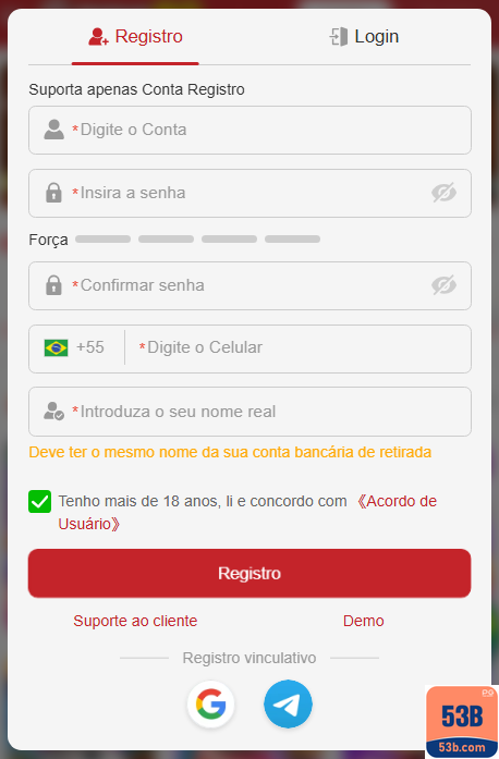Experiência de Jogos 53b.com